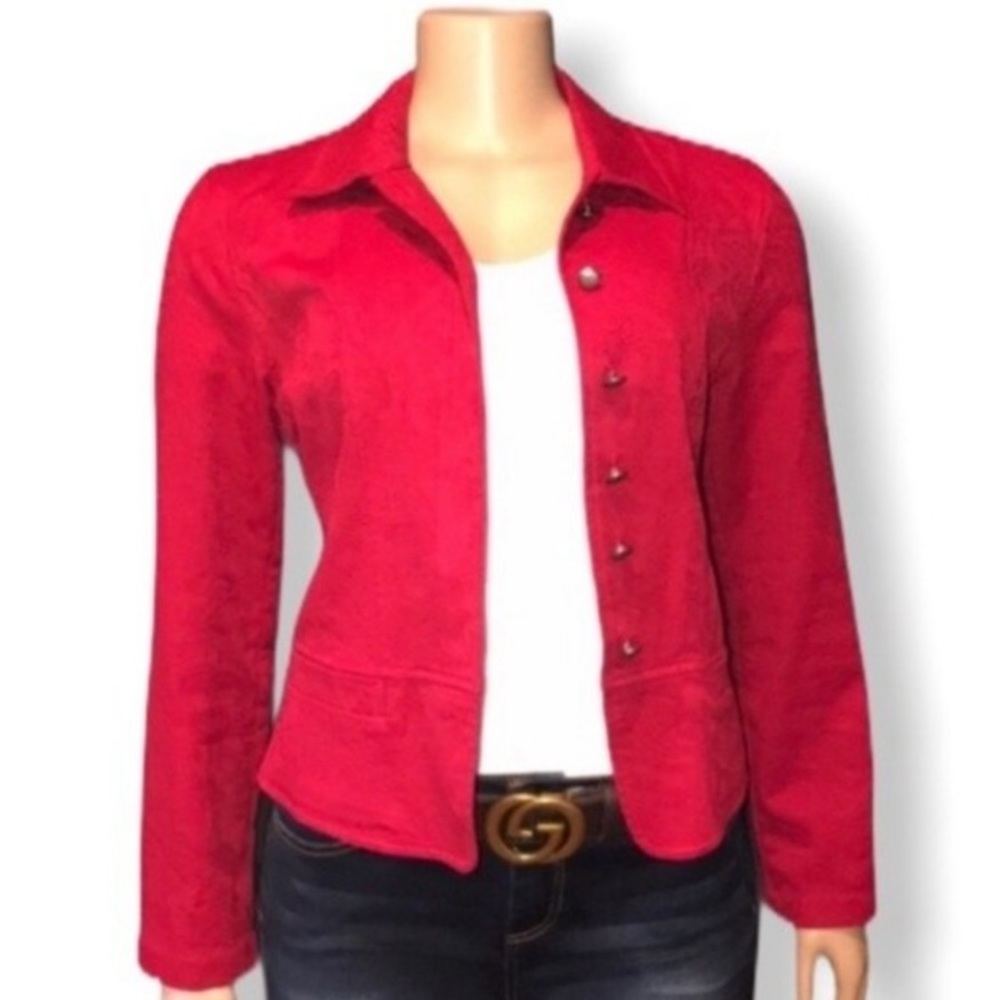 Vintage Christopher & Banks Peplum Blazer Jacket Red Paisley print Size S